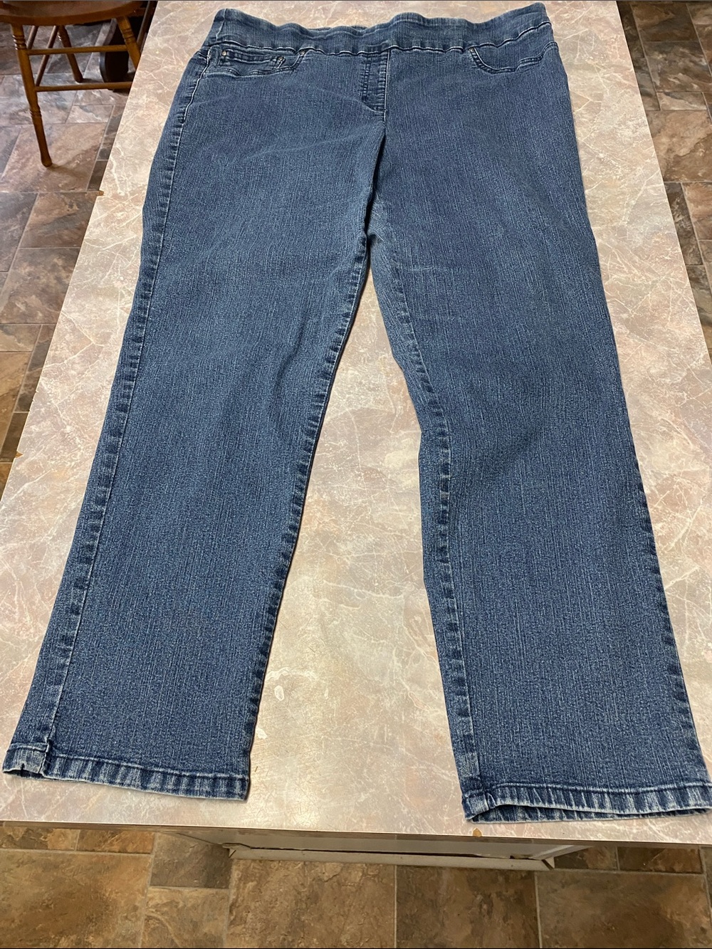 Ruby Rd Blue Straight-Leg Jeans size 18 Wide Elastic Wide Waist Band